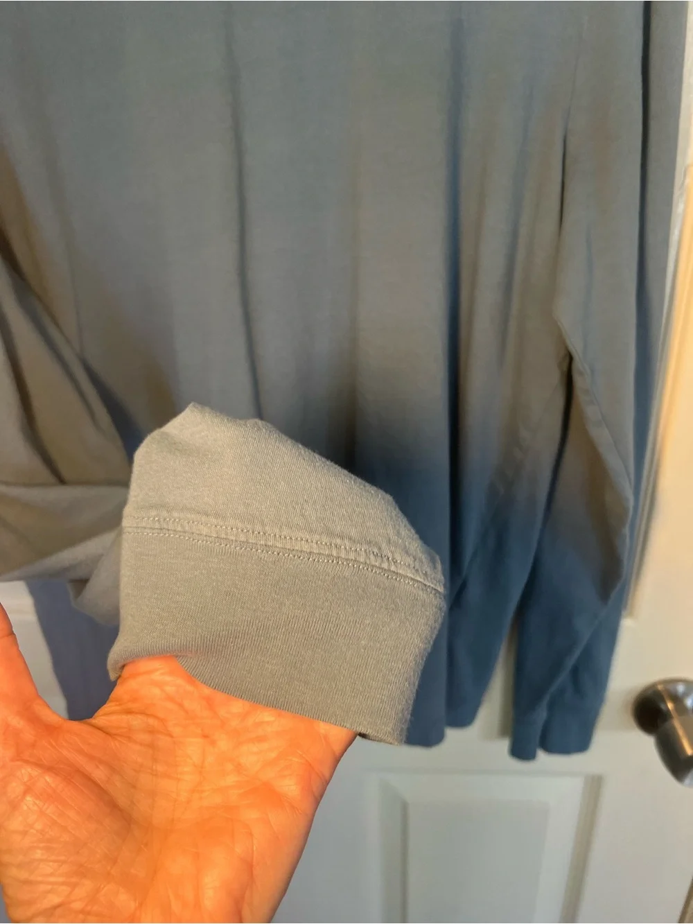J.Crew Washed Cotton Long Sleeve Tee Blue Crewneck T-Shirt Size Large